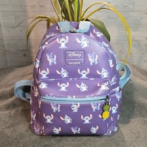 Loungefly Disney Lilo & Stitch Poses Mini Backpack Bag With Pineapple Charm